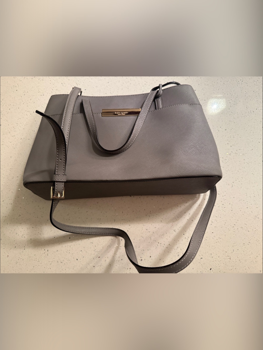 kate spade Gray Structured Shoulder Tote with Adjustable Strap